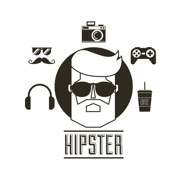 avatar masculino com estilo hipster
 - Vetor, Imagem