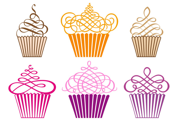 Set of cupcakes, vector - Vector, Image