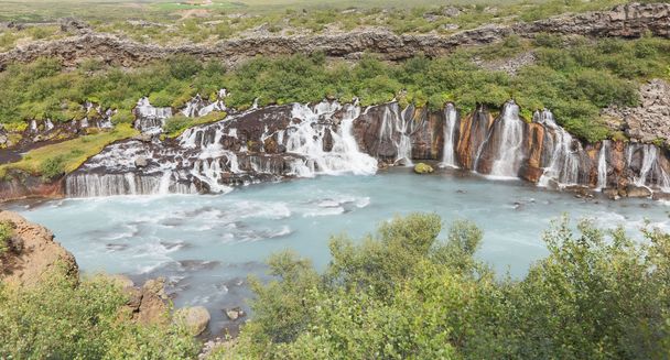 Hraunfossar waterfalls in Iceland - Fotoğraf, Görsel