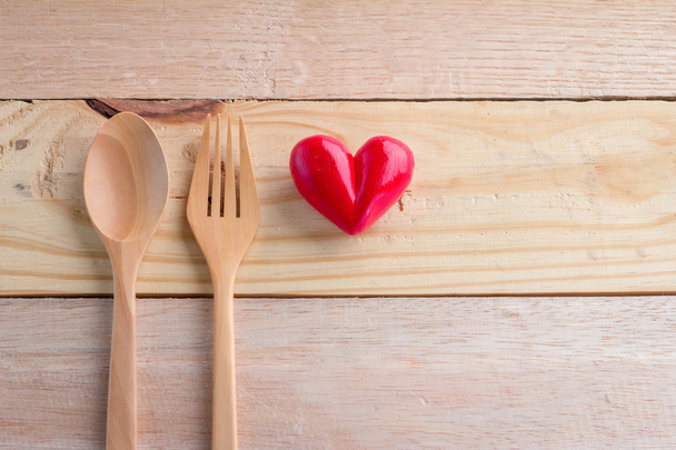 heart object with spoon and fork - Zdjęcie, obraz