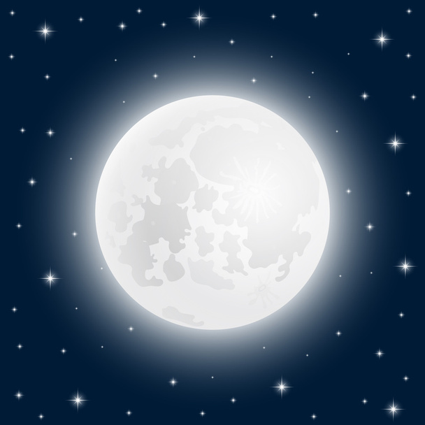 月は輝く星が付いている空クローズ アップ - ベクター画像