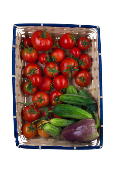 fresh vegetables in square basket top view - Fotoğraf, Görsel