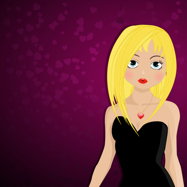 Cute manga style girl with blond hair - Vector, Image