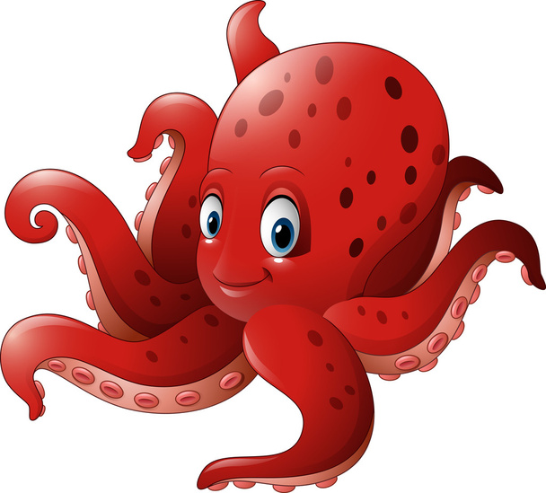 Мультфильм улыбающийся осьминог
 - Вектор,изображение