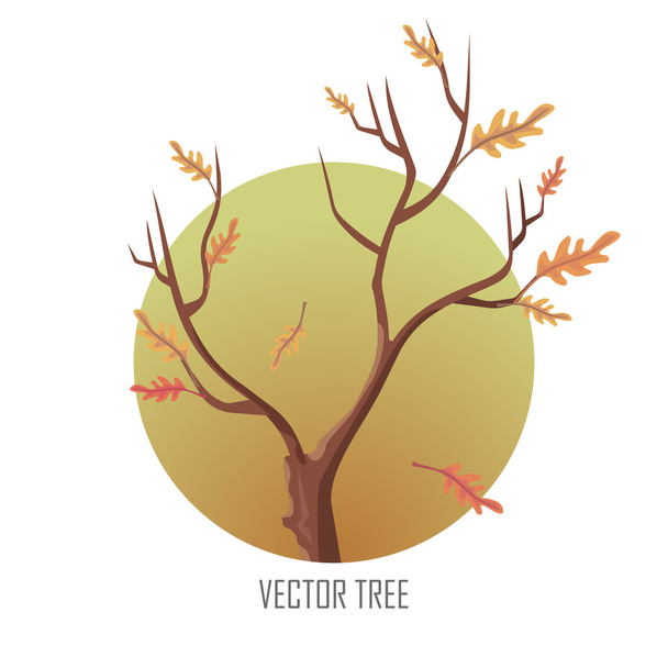 Isolated Oak Tree with Falling Leaves - Vector, afbeelding