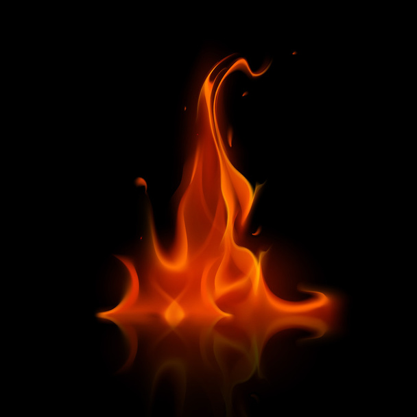 Fuego rojo llama hoguera aislado en el fondo
 - Vector, Imagen