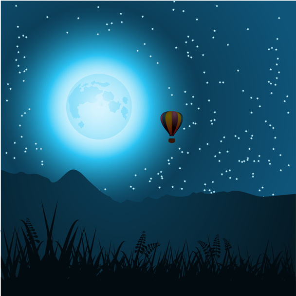 Balão de ar quente na forma da lua
 - Vetor, Imagem