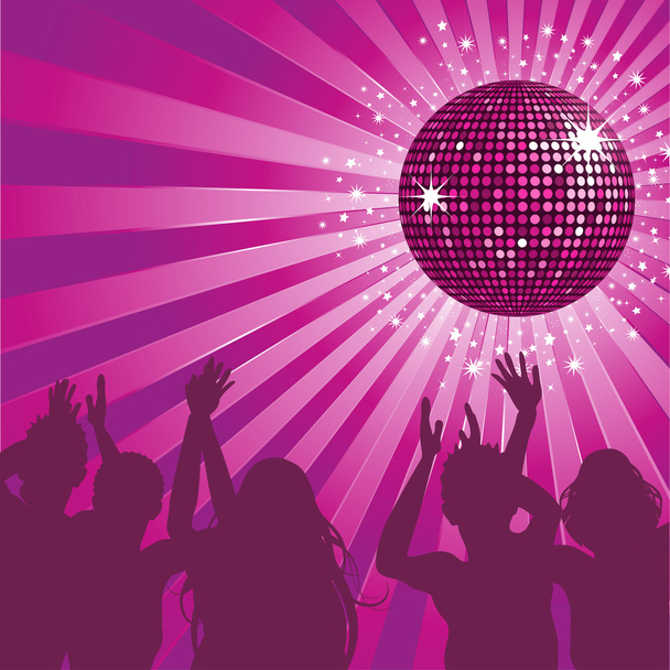 Purple disco ball party - Vector, Image