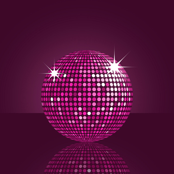 Reflected purple disco ball - Διάνυσμα, εικόνα