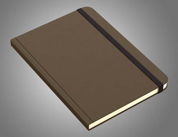 brown notebook isolated on gray background. 3d illustration - Foto, immagini