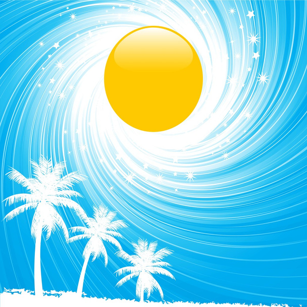 palmen onder de zon - Vector, afbeelding
