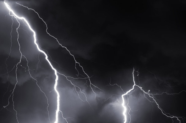 Thunder, lightnings and storm in summer night - Foto, Bild