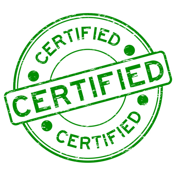 Grunge verde redondo certificado sello de goma
 - Vector, Imagen
