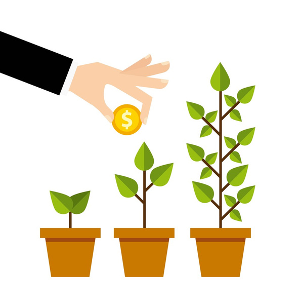 ícones de linha de financiamento de negócios de crescimento
 - Vetor, Imagem