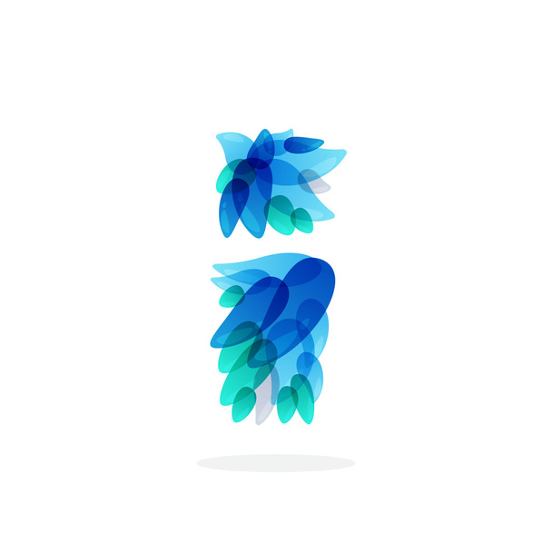 Ik brief logo gevormd door blauwe water spatten. - Vector, afbeelding