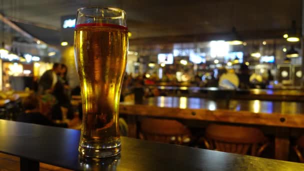 Un vaso lleno de cerveza en el bar
 - Imágenes, Vídeo