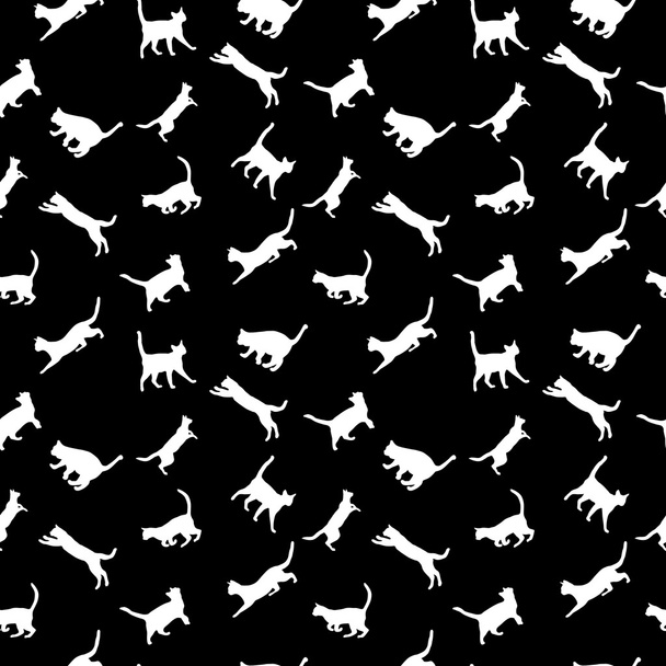 cat seamless background, vector silhouette - Vector, afbeelding