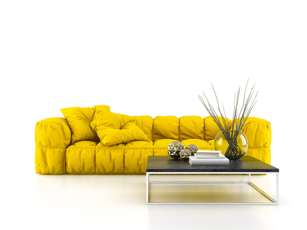 Modern sofa isolated on white background 3D rendering - Foto, imagen