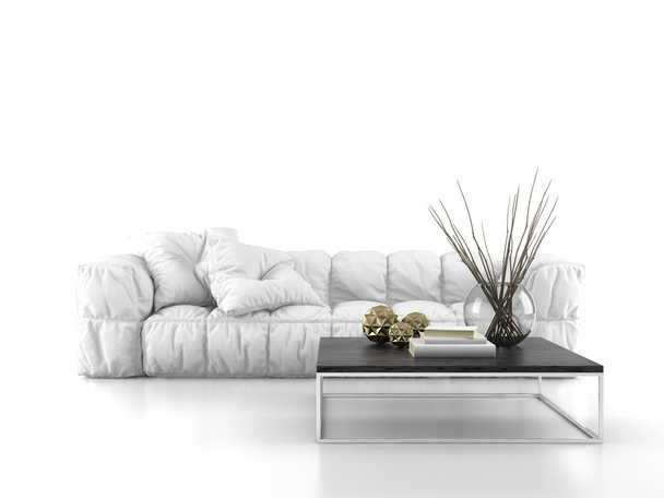 Sofá moderno aislado sobre fondo blanco 3D renderizado
 - Foto, Imagen