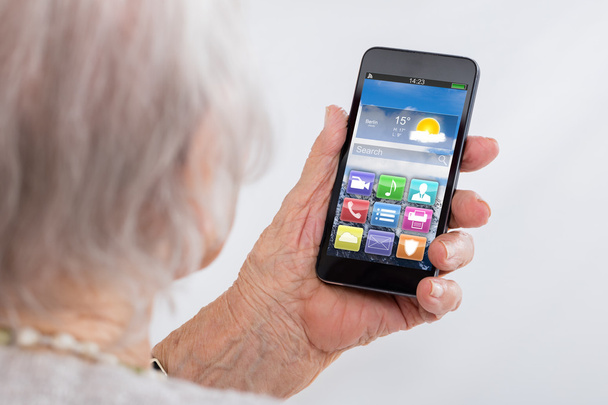Close-up Of Senior Woman Using Smartphone - Photo, Image