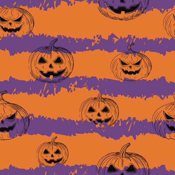 Halloween seamless pattern with pumpkins and lines - Vektor, obrázek