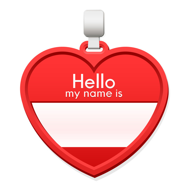 Name tag in the shape of a heart with copy space - Vector, Image