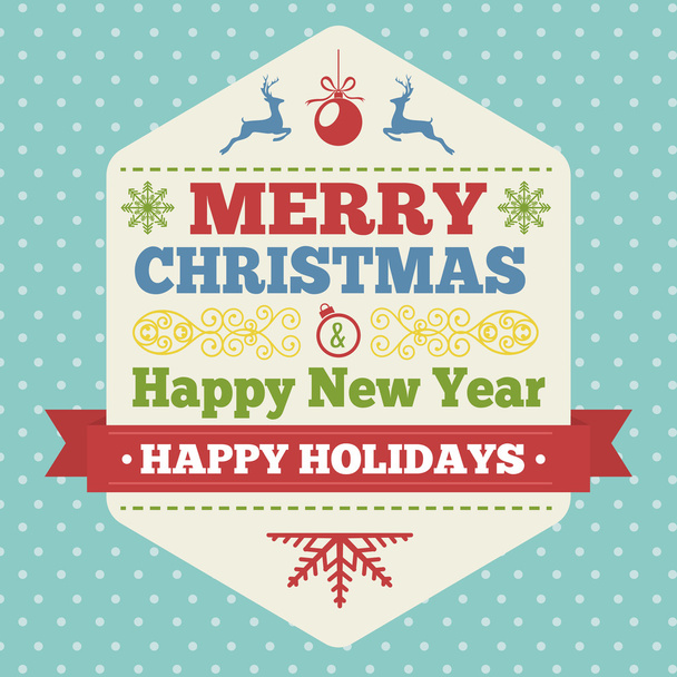 Merry Christmas greeting card retro style with vintage style lab - Vector, Image