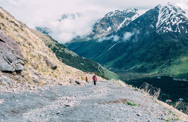 people hiking in mountains - Foto, Imagen