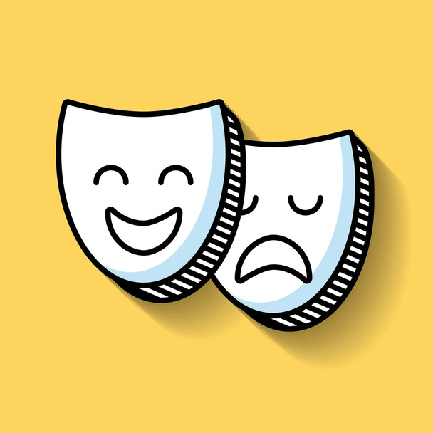 theater masks line icon - Vector, Image