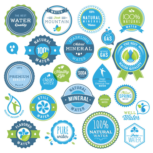 Set of water badges and stickers - Vector, Image