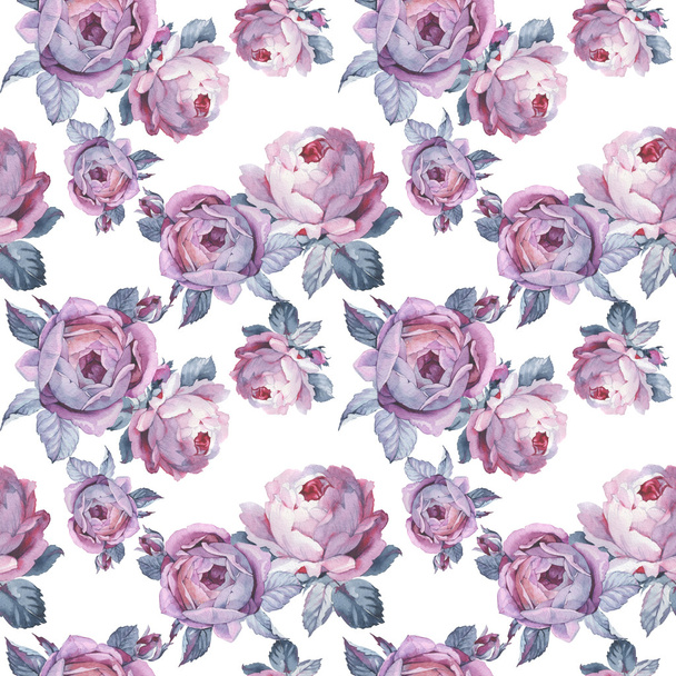 Wildflower rose flower pattern in a watercolor style isolated. - Fotoğraf, Görsel