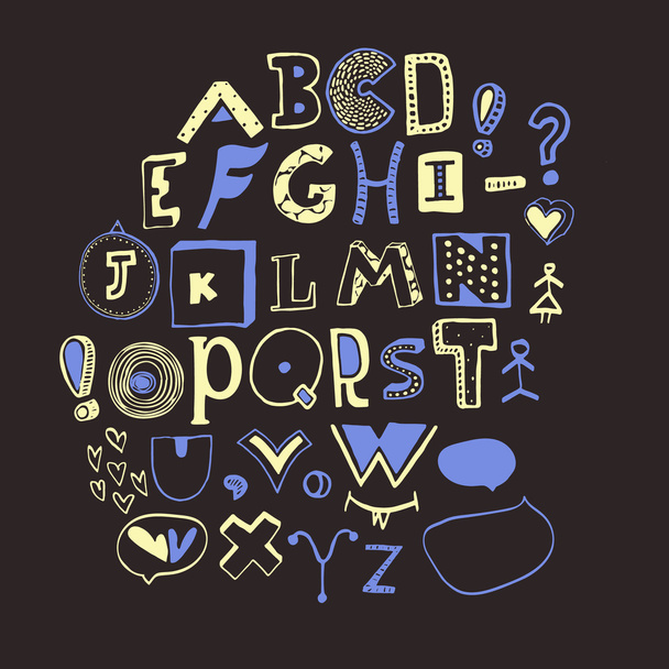 Vector alphabet. Hand drawn letters. - Vektor, obrázek