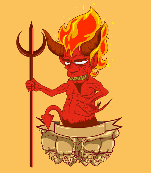 Вектор символов Красного Дьявола. Монстр в ночь на Хэллоуин
 - Вектор,изображение