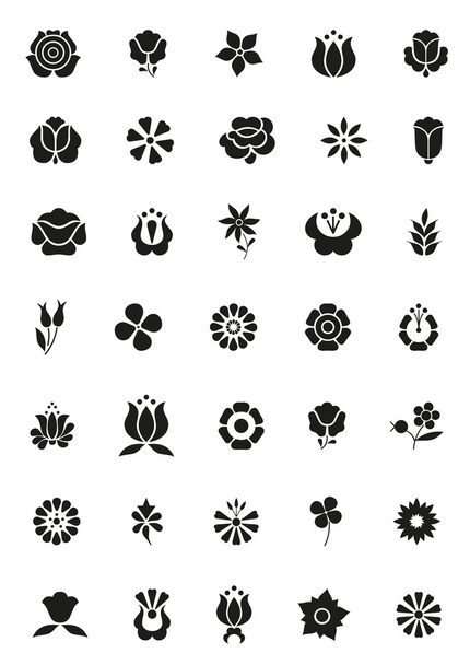 Egyszerűen virág ikonok - Vektor, kép