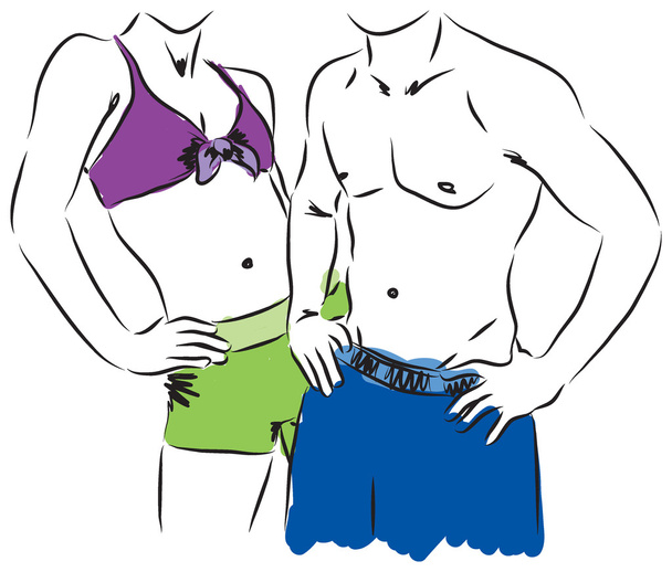 man and woman fitness body illustration - Vektor, Bild