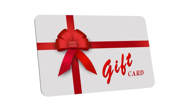 gift card, red ribbon, red loop, bow - Photo, Image