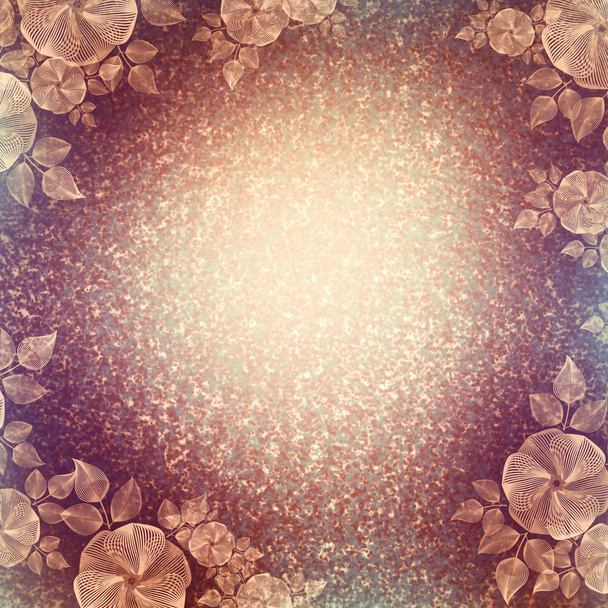 Вінтажні шпалери, квітковий віньєтка, бежевий і фіолетовий
 - Фото, зображення
