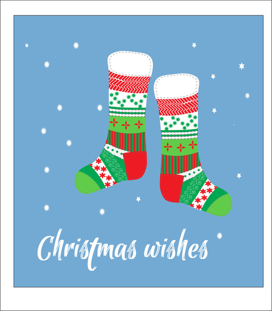 Рождественские носки. Рождественские желания
.  - Вектор,изображение