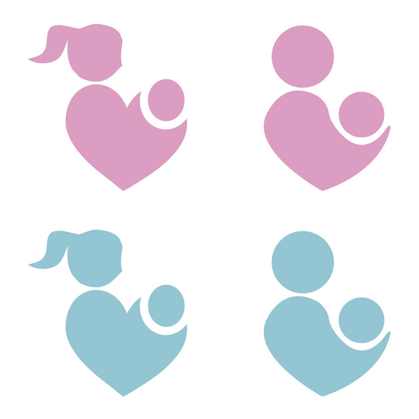 Mom and baby icons - Vector, Image