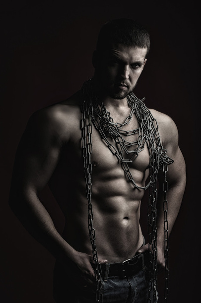 Muscular man with rope - Fotó, kép