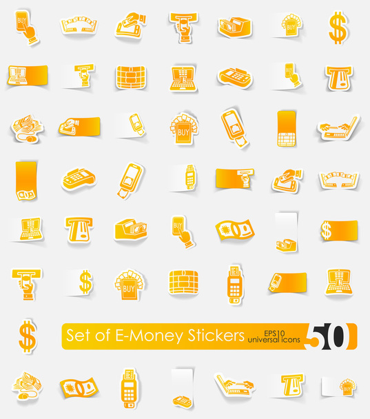 Set van e-geld stickers - Vector, afbeelding