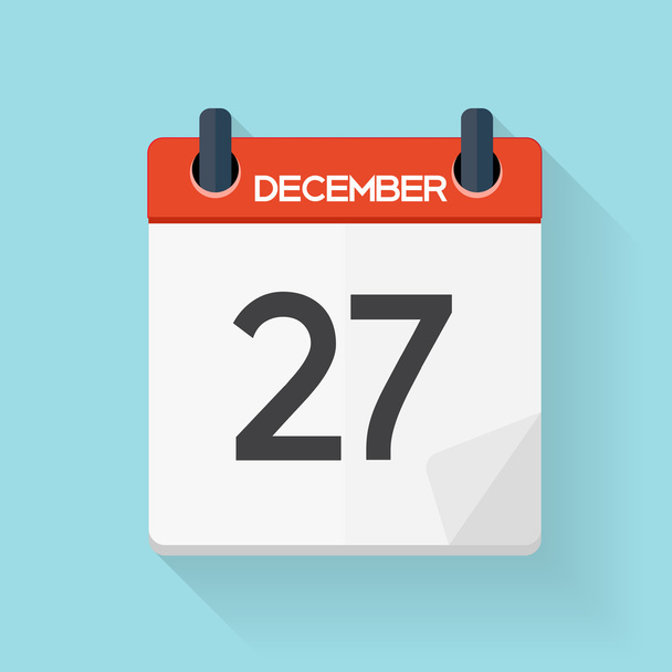 December 27 Calendar Flat Daily Icon. Vector Illustration Emblem - Vector, Image