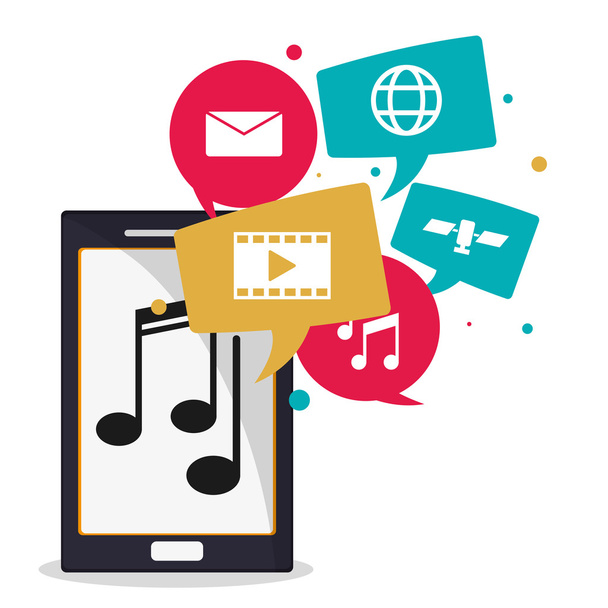 Smartphone and music online design - Vector, Image