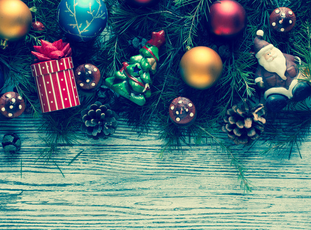 Christmas card  with decorations - Φωτογραφία, εικόνα