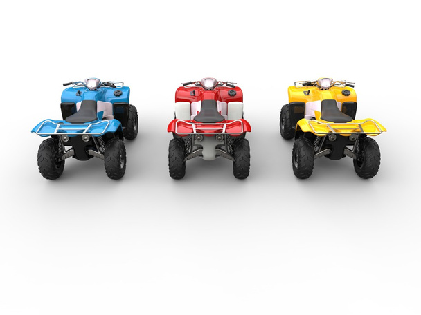 Cool quads - terug bovenaanzicht - primaire kleuren - Foto, afbeelding