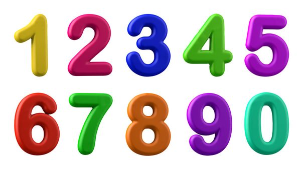 Números coloridos, plasticina em cores diferentes, 3d ilustrat
 - Foto, Imagem