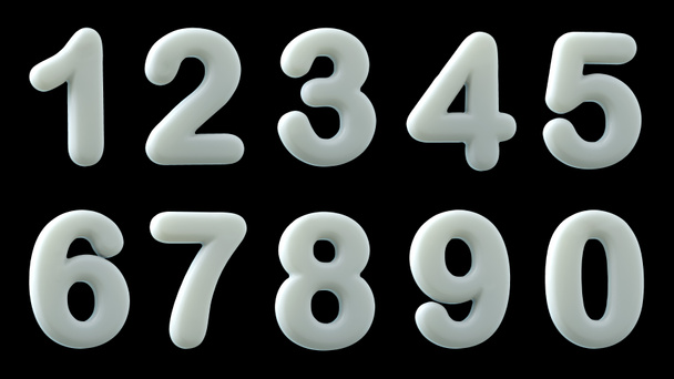 White glossy numbers,  3d illustration - Photo, Image