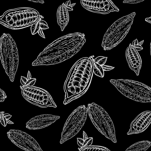 カカオ豆 pattern_ 黒 - ベクター画像