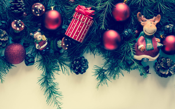 Christmas card  with decorations - Фото, зображення