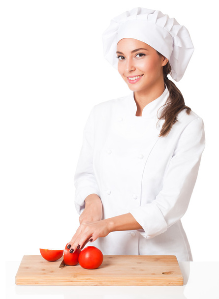 Young chef woman. - Zdjęcie, obraz